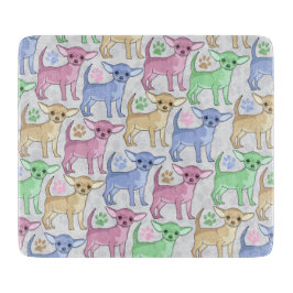 チワワの恋人のカラフルパターン カッティングボード