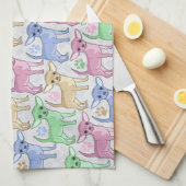 チワワの恋人のカラフルパターン キッチンタオル (四つ折り)