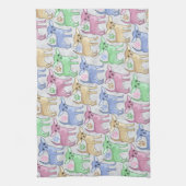 チワワの恋人のカラフルパターン キッチンタオル (縦)