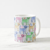 チワワの恋人のカラフルパターン コーヒーマグカップ (正面右)