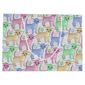 チワワの恋人のカラフルパターン ラージペーパーバッグ (裏面)