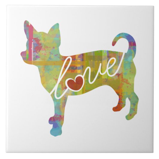 チワワの水彩画 タイル (正面)