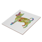 チワワの水彩画 タイル (側面)