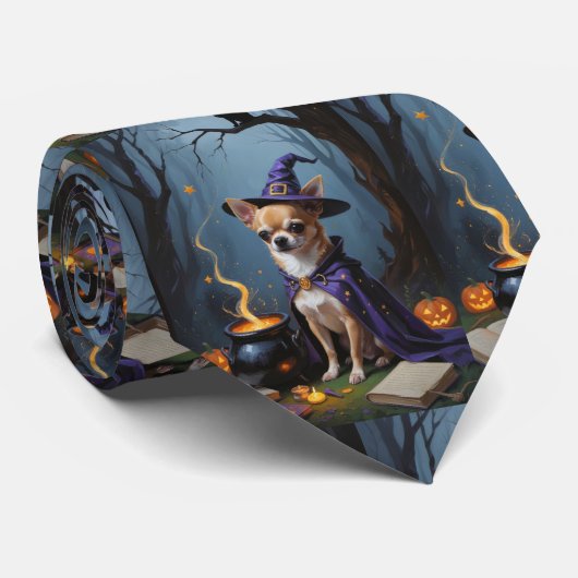 チワワの犬のウィスキカルハロウィンペインティング ネクタイ (ロール)