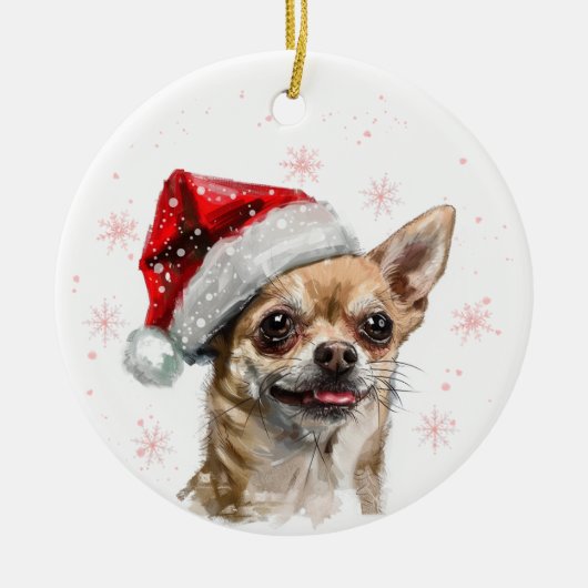 チワワの犬のクリスマスパーソナライズ セラミックオーナメント (正面)