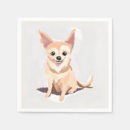 チワワの犬 | かわいい犬のペット子犬の水彩画 スタンダードカクテルナプキン