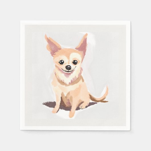 チワワの犬 | かわいい犬のペット子犬の水彩画 スタンダードカクテルナプキン (正面)