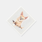 チワワの犬 | かわいい犬のペット子犬の水彩画 スタンダードカクテルナプキン (角)