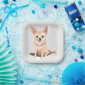 チワワの犬 | かわいい犬のペット子犬の水彩画 ペーパープレート (パーティー)
