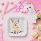 チワワの犬 | かわいい犬のペット子犬の水彩画 ペーパープレート (パーティー)