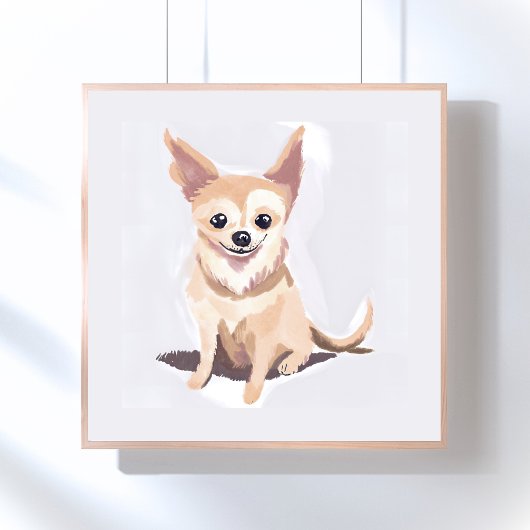 チワワの犬 | かわいい犬のペット子犬水彩画 ポスター