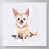 チワワの犬 | かわいい犬のペット子犬水彩画 ポスター (正面)