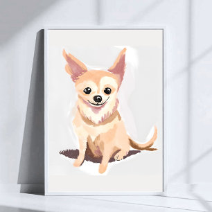 チワワの犬   かわいい犬 ペット 子犬 水彩アート ポスター