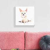 チワワの犬 | かわいい犬 ペット 子犬 水彩画 キャンバスプリント (インサイチュ (リビング))