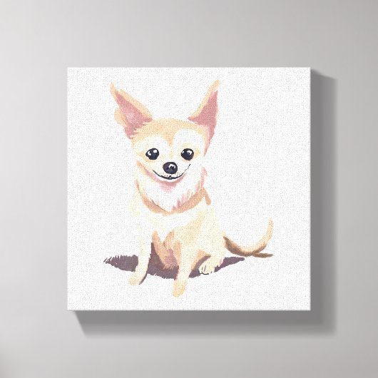 チワワの犬 | かわいい犬 ペット 子犬 水彩画 キャンバスプリント (正面)