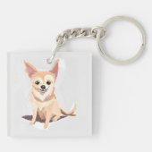 チワワの犬 | かわいい犬 ペット 子犬 水彩画 キーホルダー (裏面)