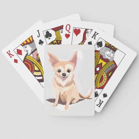 チワワの犬 | かわいい犬 ペット 子犬 水彩画 トランプ (裏面)