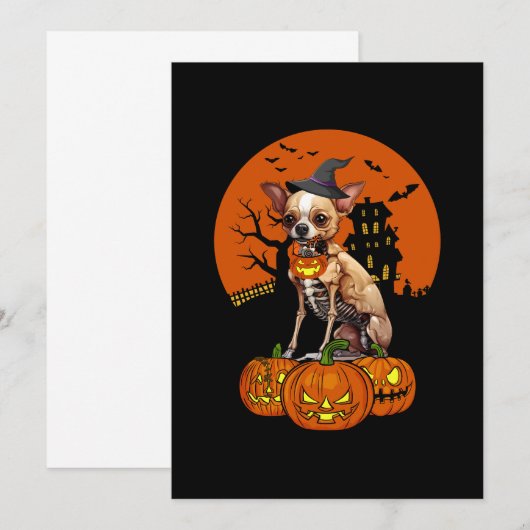 チワワの犬 ハロウィン 招待状 (正面/裏面)