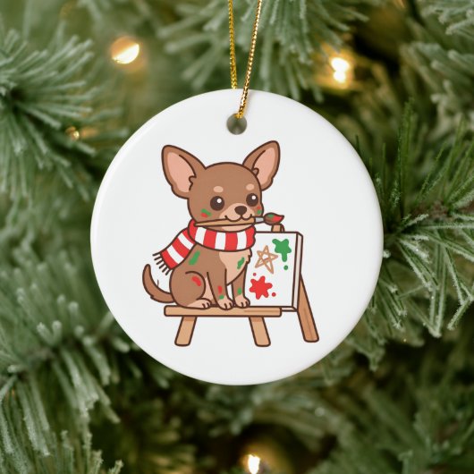 チワワの画家 クリスマス オーナメント ギフト (ツリー)