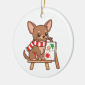 チワワの画家 クリスマス オーナメント ギフト (左)