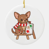 チワワの画家 クリスマス オーナメント ギフト (裏面)