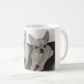 チワワの相棒のオリジナルのアートワーク コーヒーマグカップ (正面右)