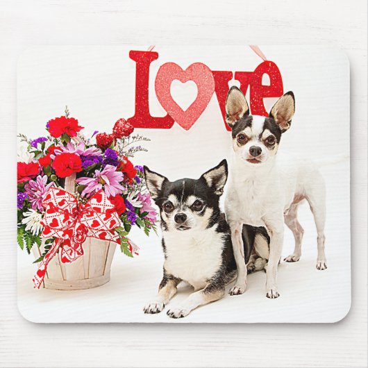 チワワの花と愛 マウスパッド (正面)