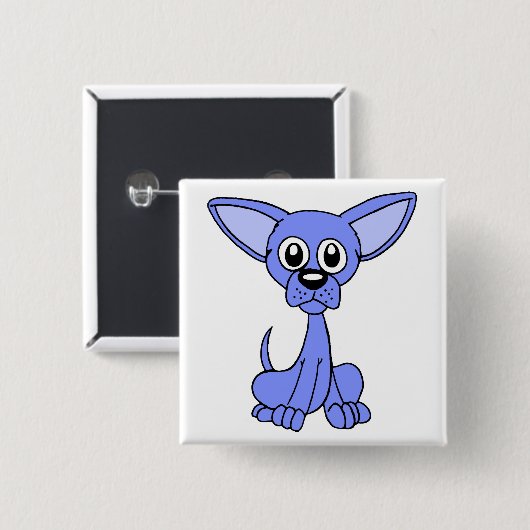 チワワの青 缶バッジ (正面&裏面)