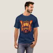 チワワの顔のカボチャのハロウィンTシャツ Tシャツ (正面フル)
