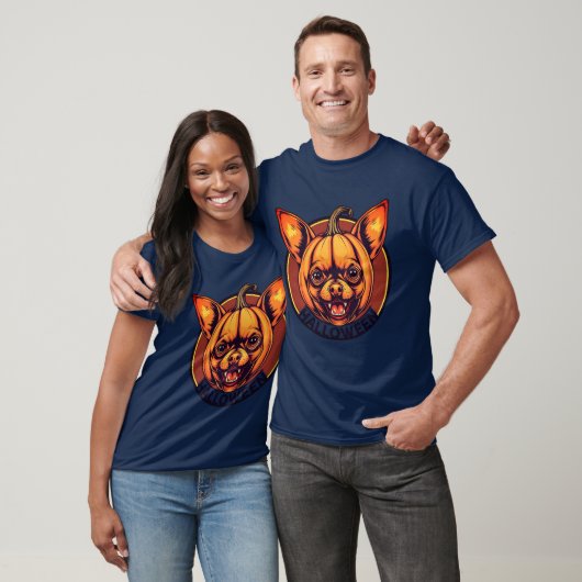 チワワの顔のカボチャのハロウィンTシャツ Tシャツ (ユニセックス)