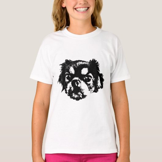 チワワの顔Tシャツ - 優しいインクの犬デザイン Tシャツ (正面)