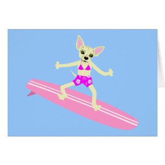 チワワのLongboardのサーファーの女の子