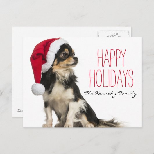 チワワはクリスマスハットを着て シーズンポストカード (正面/裏面)
