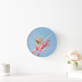 チワワはバスローブ犬の壁時計で ラウンド壁時計 (ホーム)