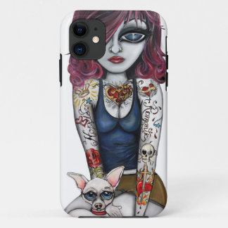 チワワを持つ女の子 iPhone 11 ケース