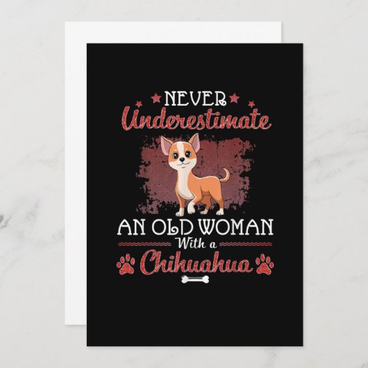 チワワを持つ老婆を決して過小評価しない 案内状 (正面/裏面)