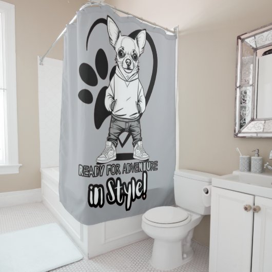 チワワオートクチュール:通りスタイル版 シャワーカーテン (インサイチュ)