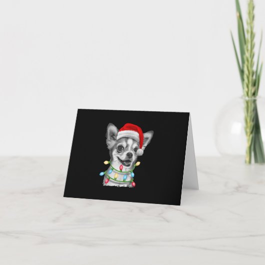 チワワサンタクリスマスツリーにライトクリスマスの贈り物 ノートカード (正面)