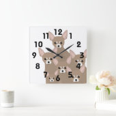 チワワスウォールクロック スクエア壁時計 (ホーム)