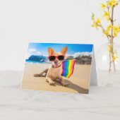 チワワドッグアットザビーチ カード (黄色い花)