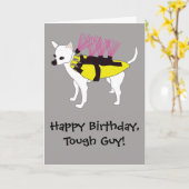 チワワドッグインアコヨーテジャケットおもしろい誕生日 カード (黄色い花)