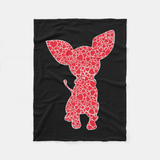 チワワハートドッグパピー恋人 フリースブランケット