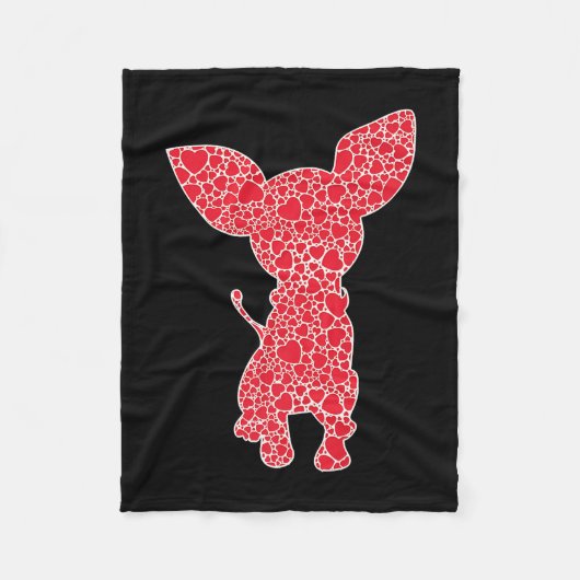 チワワハートドッグパピー恋人 フリースブランケット (正面)