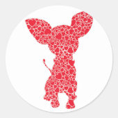 チワワハートドッグパピー恋人 ラウンドシール (正面)