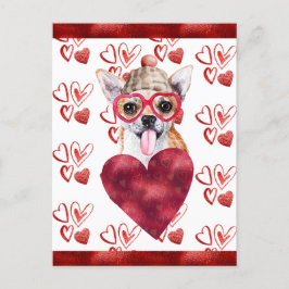 チワワハートドッグラバーバレンタインギフト シーズンポストカード