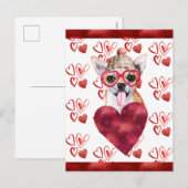 チワワハートドッグラバーバレンタインギフト シーズンポストカード (正面/裏面)