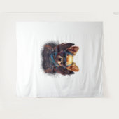 チワワバイクもしくは自転車に乗る人モトキュレライディングドッグパパ タペストリー (正面(横))