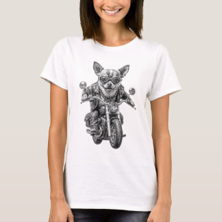 チワワバイクもしくは自転車に乗る人 Tシャツ