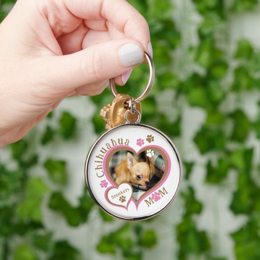 チワワパーソナライズされたママ名と写真 キーホルダー (手)