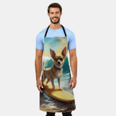 チワワビーチサーフィン絵画ズ エプロン (着用した状態)